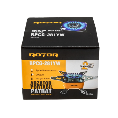 Arzator portabil cu aprindere automata ROTOR RPCG-281YW, 2.8 kW, butan, consum 200 g/h [3]