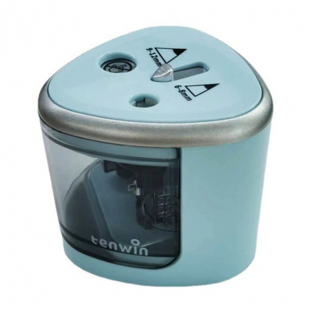 Articole si accesorii birou - *LICHIDARE STOC* Ascutitoare Electrica cu 2 Gauri, Flippy, Gri, Baterii 4 x AA (neincluse), 7.5 x 7.5 x 7.5 cm, Albastru