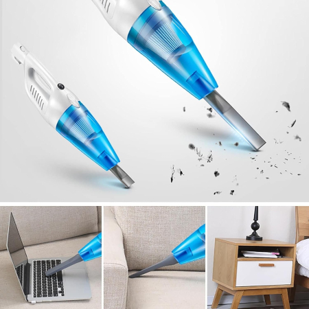 Aspirator Vertical 2in1, Flippy, Fara Sac, 2 Capete, de Mana, Filtrare Multipla, 95 x 24.5 cm, Albastru [1]