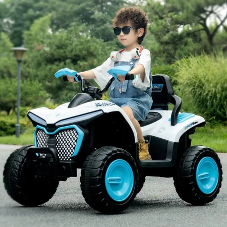 Jucarii, Copii & Bebe - ATV electric pentru copii 2-8ani, cu telecomanda, 4 motoare, lumini LED, sezut din piele, JUMBO Size - Model XSD288 Albastru