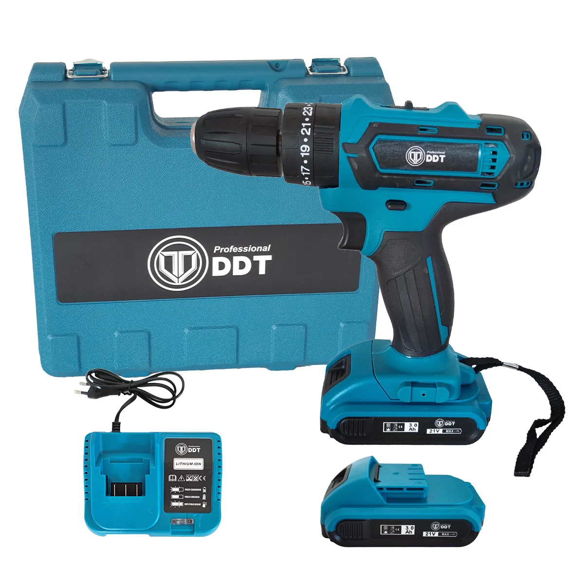 Masini de gaurit si insurubat cu acumulatori - Autofiletanta cu 2 acumulatori 21 V, 3 Ah, incarcator + 24 accesorii , DDT , 1350 Rpm , mandrina 10 mm