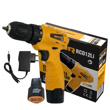 Masini de gaurit si insurubat cu acumulatori - Autofiletanta Rotor RCD12Li, 1200 rpm, 12 V
