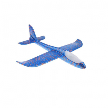 Avion planor din polistiren in punga , lungime 47 cm , cu lumini pe cap, Albastru , Flippy [4]