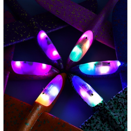 Avion planor din polistiren in punga , lungime 47 cm , cu lumini pe varf, Portocaliu, Flippy [1]