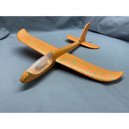Avion planor din polistiren in punga , lungime 47 cm , cu lumini pe varf, Portocaliu, Flippy [3]
