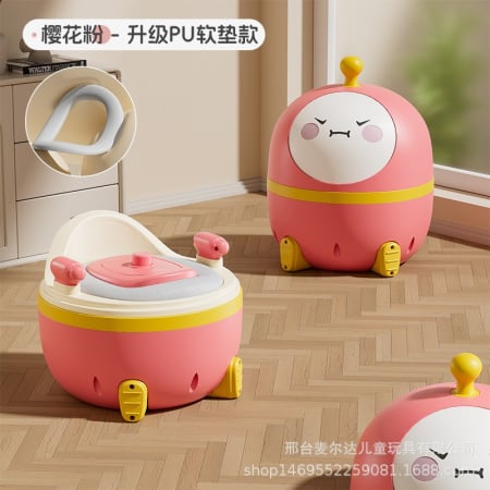 Articole copii - Olita 2in1, Flippy, Model Ou, cu Reductor WC, din Plastic, cu Muzica si Lumini, 29 x 29 x 22 cm, Roz
