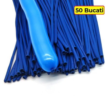 Baloane de Modelaj, Flippy, Set 50 bucati, Model Standard, din Latex, 30 x 1.5 cm, 1.8 g per unitate, pana la 150 cm, Albastru [2]
