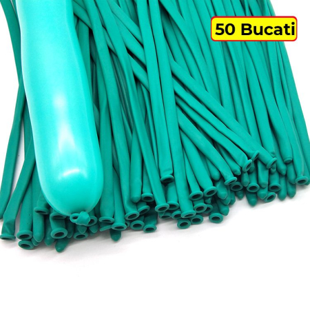 Baloane de Modelaj, Flippy, Set 50 bucati, Model Standard, din Latex, 30 x 1.5 cm, 1.8 g per unitate, pana la 150 cm, Albastru Tiffany [2]