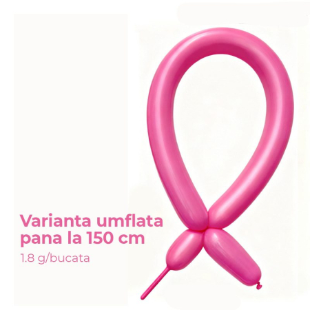 Baloane de Modelaj, Flippy, Set 50 bucati, Model Standard, din Latex, 30 x 1.5 cm, 1.8 g per unitate, pana la 150 cm, Fucsia [1]