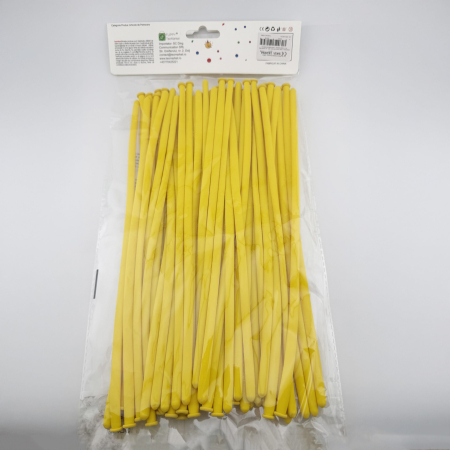 Baloane de Modelaj, Flippy, Set 50 bucati, Model Standard, din Latex, 30 x 1.5 cm, 1.8 g per unitate, pana la 150 cm, Galben [2]