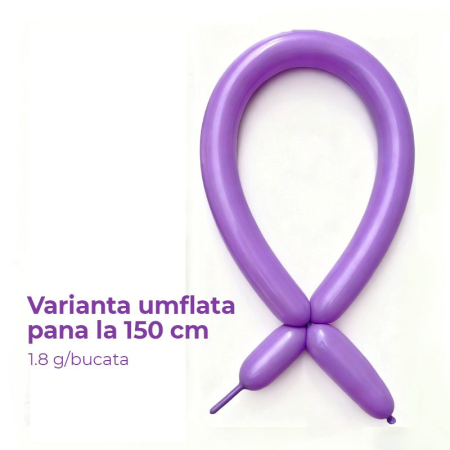 Baloane de Modelaj, Flippy, Set 50 bucati, Model Standard, din Latex, 30 x 1.5 cm, 1.8 g per unitate, pana la 150 cm, Mov [1]