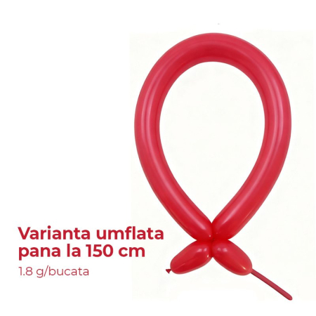 Baloane de Modelaj, Flippy, Set 50 bucati, Model Standard, din Latex, 30 x 1.5 cm, 1.8 g per unitate, pana la 150 cm, Rosu [1]