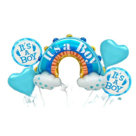 Sub 99 Lei - Baloane decorative tematica BABY SHOWER, Flippy, ITS A BOY, pentru gender reveal, botez, set din 5 bucati, 66 x 91 cm, Albastru