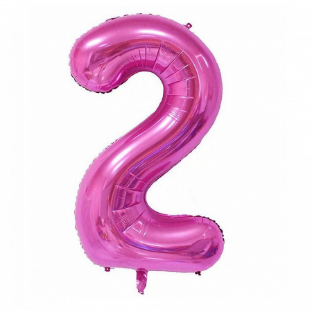 Cifre - Balon din Folie Flippy, Cifra 2, 81 cm, Pentru Aer sau Heliu, Mov