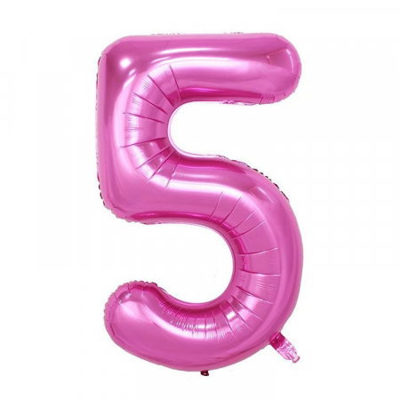 Articole petrecere - Balon din Folie Flippy, Cifra 5, 81 cm, Pentru Aer sau Heliu, Bulk, Mov