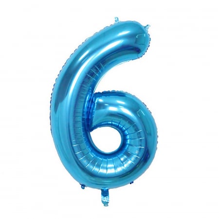 Articole petrecere - Balon din Folie Flippy, Cifra 6, 81 cm, Pentru Aer sau Heliu, Bulk, Albastru