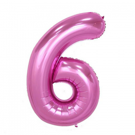 Articole petrecere - Balon din Folie Flippy, Cifra 6, 81 cm, Pentru Aer sau Heliu, Bulk, Mov