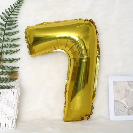 Balon din Folie Flippy, Cifra 7, 81 cm, Pentru Aer sau Heliu, Bulk, Auriu [1]