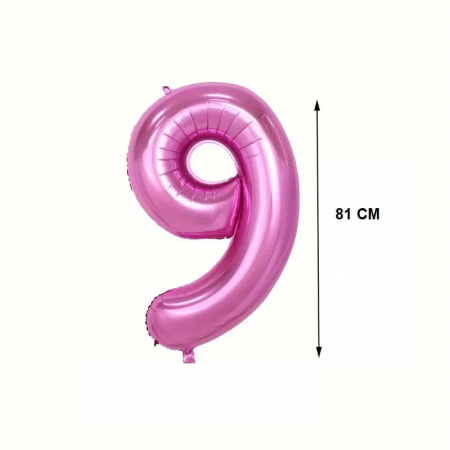 Balon din Folie Flippy, Cifra 9, 81 cm, Pentru Aer sau Heliu, Bulk, Mov [1]