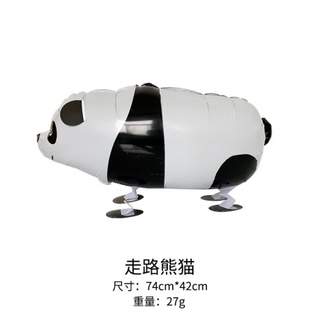 Articole petrecere - Balon din Folie Metalizata, Flippy, Figurina Animata, Model Panda, 74x42 cm, Ambalaj Individual, Pai Inclus, Umflare cu Aer sau Heliu, Alb-negru