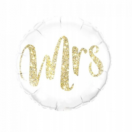 Balon din Folie Metalizata, Flippy, Figurina Cerc, Model MRS, Tematica Nunta, 45 cm, Ambalaj Individual, Pai Inclus, Umflare cu Aer sau Heliu, Alb [1]