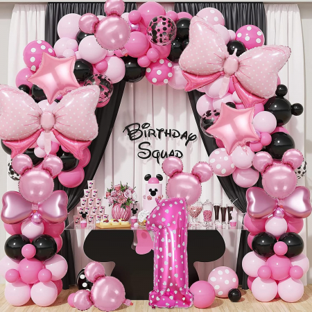 Balon din Folie Metalizata Flippy, Figurina Cifra, Imprimeu Inimi, Tema Aniversare 80 cm, Ambalaj Individual, Pai inclus, Umflare cu Aer sau Heliu, Roz, Cifra 1 [3]