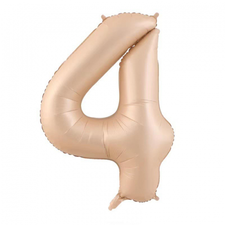 Articole petrecere - Balon din Folie Metalizata, Flippy, Figurina Cifra, Model 4, Tema Aniversare 100 cm, Ambalaj Individual, Pai Inclus, Umflare cu Aer sau Heliu, Crem