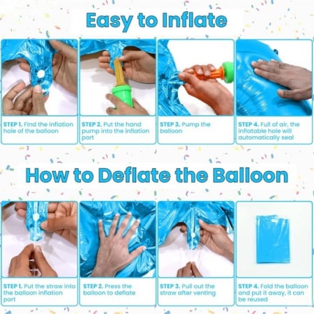 Balon din Folie Metalizata, Flippy, Figurina Cifra, Tema Aniversare 100 cm, Ambalaj Individual, Pai inclus, Umflare cu Aer sau Heliu, Albastru, Cifra 7 [6]
