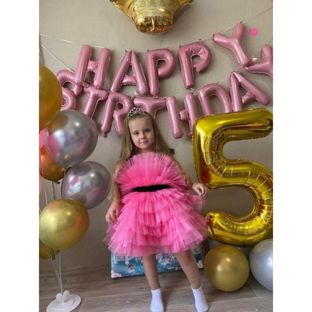 Balon din Folie Metalizata Flippy, Figurina Cifra, Tema Aniversare 100 cm, Ambalaj Individual, Pai inclus, Umflare cu Aer sau Heliu, Auriu, Cifra 5 [4]