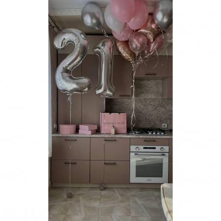 Balon din Folie Metalizata, Flippy, Figurina Cifra, Tema Aniversare 40 cm, Ambalaj Individual, Pai inclus, Umflare cu Aer sau Heliu, Argintiu, Cifra 2 [11]