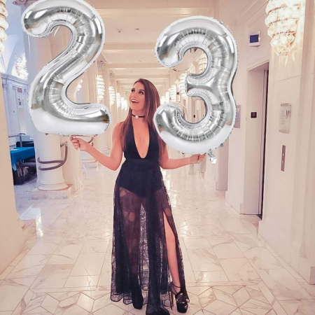 Balon din Folie Metalizata Flippy, Figurina Cifra, Tema Aniversare 40 cm, Ambalaj Individual, Pai inclus, Umflare cu Aer sau Heliu, Argintiu, Cifra 3 [9]