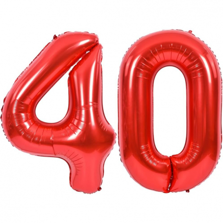 Balon din Folie Metalizata Flippy, Figurina Cifra, Tema Aniversare 80 cm, Ambalaj Individual, Pai inclus, Umflare cu Aer sau Heliu, Rosu, Cifra 4 [7]