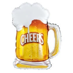 Balon din Folie Metalizata, Flippy, Figurina Halba de Bere, Model Cheers, Tematica Petrecere, 58x73 cm, Ambalaj Individual, Pai Inclus, Umflare cu Aer sau Heliu, Galben [3]
