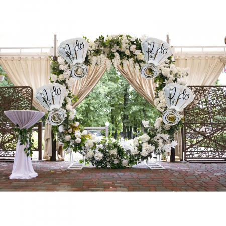 Balon din Folie Metalizata, Flippy, Figurina Inel de Logodna, Model Diamant, Tema Nunta, 60 cm, Ambalaj Individual, Pai Inclus, Umflare cu Aer sau Heliu, Alb [3]