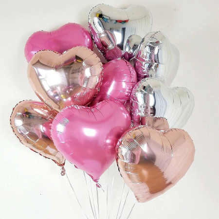 Balon din Folie Metalizata, Flippy, Figurina Inimioara, Model Simplu, Tematica Iubire, 40 cm, Ambalaj Individual, Pai Inclus, Umflare cu Aer sau Heliu, Argintiu [3]