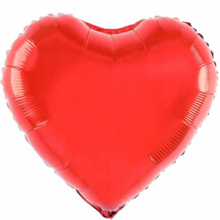 Articole petrecere - Balon din Folie Metalizata, Flippy, Figurina Inimioara, Model Simplu, Tematica Iubire, 40 cm, Ambalaj Individual, Pai Inclus, Umflare cu Aer sau Heliu, Rosu