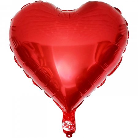 Balon din Folie Metalizata, Flippy, Figurina Inimioara, Model Simplu, Tematica Iubire, 40 cm, Ambalaj Individual, Pai Inclus, Umflare cu Aer sau Heliu, Rosu [4]