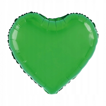 Balon din Folie Metalizata, Flippy, Figurina Inimioara, Model Simplu, Tematica Iubire, 40 cm, Ambalaj Individual, Pai Inclus, Umflare cu Aer sau Heliu, Verde [1]
