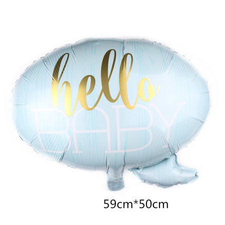 Balon din Folie Metalizata, Flippy, Figurina Norisor, Tema Hello Baby , 59x50 cm, Ambalaj Individual, Pai Inclus, Umflare cu Aer sau Heliu, Albastru [1]