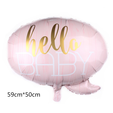 Balon din Folie Metalizata, Flippy, Figurina Norisor, Tema Hello Baby , 59x50 cm, Ambalaj Individual, Pai Inclus, Umflare cu Aer sau Heliu, Roz [1]