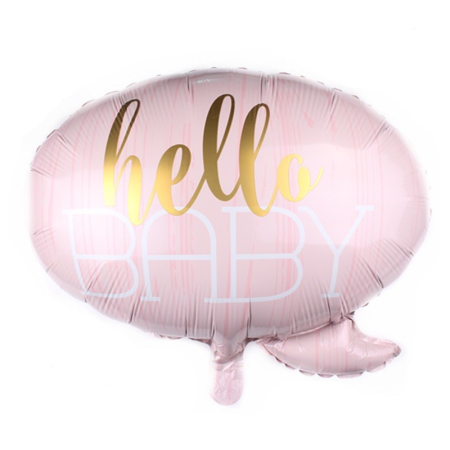 Cadouri și petreceri - Balon din Folie Metalizata, Flippy, Figurina Norisor, Tema Hello Baby , 59x50 cm, Ambalaj Individual, Pai Inclus, Umflare cu Aer sau Heliu, Roz