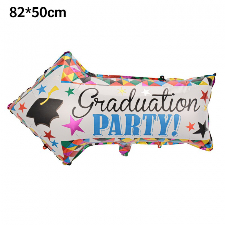 Balon din Folie Metalizata, Flippy, Figurina Sageata, Tema Absolvire, 82x50 cm, Ambalaj Individual, Pai Inclus, Umflare cu Aer sau Heliu, Multicolor [1]