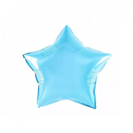 Balon din Folie Metalizata, Flippy, Figurina Stea, Model Simplu, Tematica Aniversare, 40 cm, Ambalaj Individual, Pai Inclus, Umflare cu Aer sau Heliu, Bleu [3]
