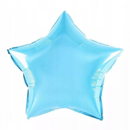 Articole petrecere - Balon din Folie Metalizata, Flippy, Figurina Stea, Model Simplu, Tematica Aniversare, 40 cm, Ambalaj Individual, Pai Inclus, Umflare cu Aer sau Heliu, Bleu