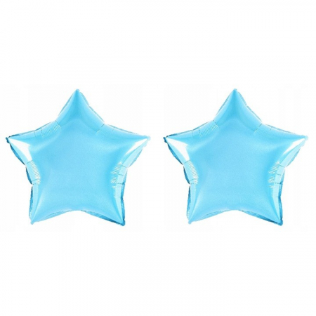 Balon din Folie Metalizata, Flippy, Figurina Stea, Model Simplu, Tematica Aniversare, 40 cm, Ambalaj Individual, Pai Inclus, Umflare cu Aer sau Heliu, Bleu [1]