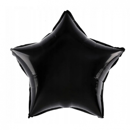 Balon din Folie Metalizata, Flippy, Figurina Stea, Model Simplu, Tematica Aniversare, 40 cm, Ambalaj Individual, Pai Inclus, Umflare cu Aer sau Heliu, Negru [2]