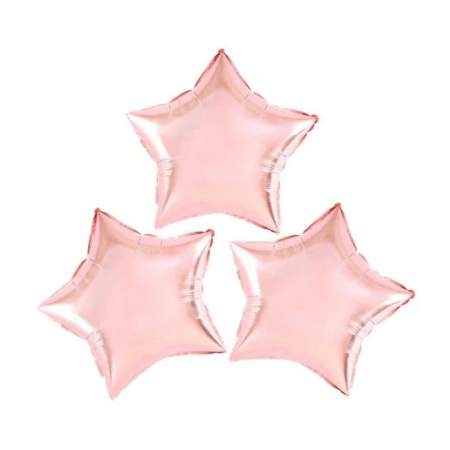 Balon din Folie Metalizata, Flippy, Figurina Stea, Model Simplu, Tematica Aniversare, 40 cm, Ambalaj Individual, Pai Inclus, Umflare cu Aer sau Heliu, Rose [1]