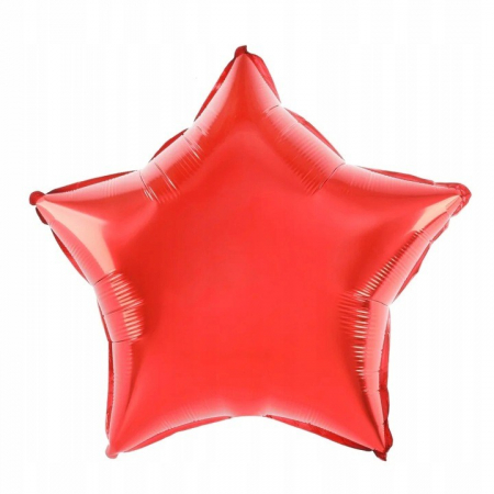 Articole petrecere - Balon din Folie Metalizata, Flippy, Figurina Stea, Model Simplu, Tematica Aniversare, 40 cm, Ambalaj Individual, Pai Inclus, Umflare cu Aer sau Heliu, Rosu