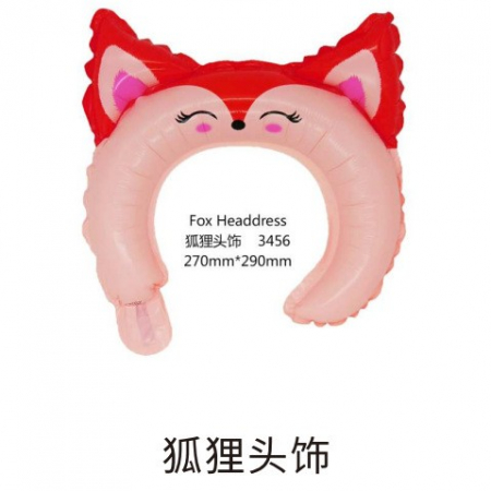Articole petrecere - Balon din Folie Metalizata, Flippy, Figurine Animalute, Tip Coronita, Model Vulpe, Ambalaj Individual, Pai Inclus, Umflare cu Aer sau Heliu, Rosu