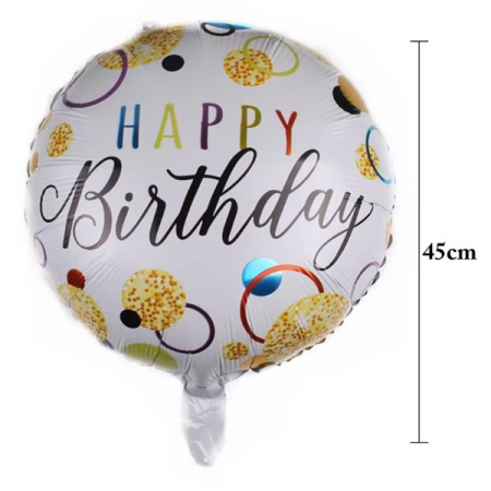 Balon din Folie Metalizata, Flippy, Figurine, Model 6, Happy Birthday, Tematica Aniversare, 45 cm, Ambalaj Individual, Pai Inclus, Umflare cu Aer sau Heliu, Multicolor [5]